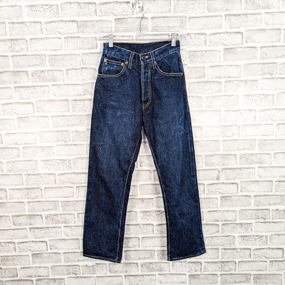 PROSPECT PINE Women's Raw Straight leg Denim Jeans dark wash fits size 24